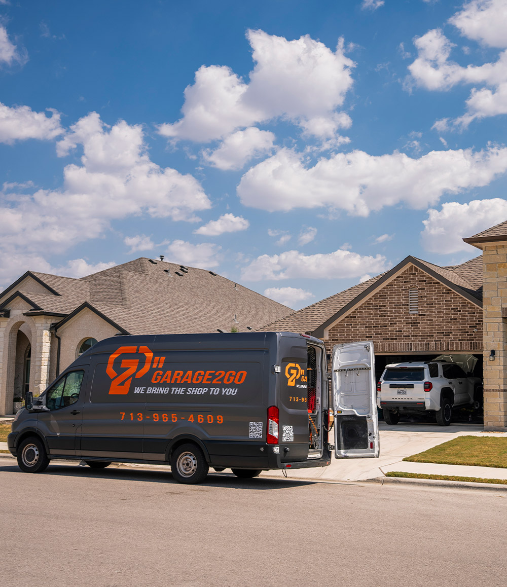 Garage2Go Van at a home preparing for service.