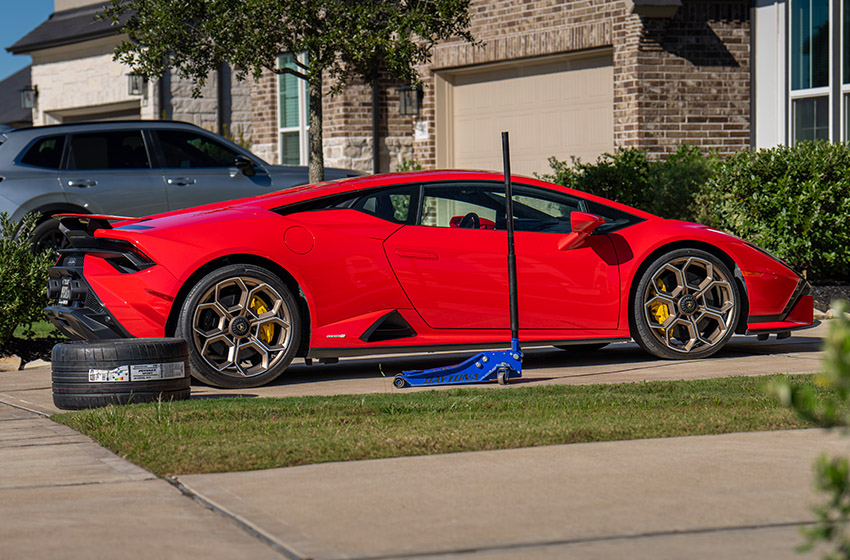 Tire change on a Lamborghini
